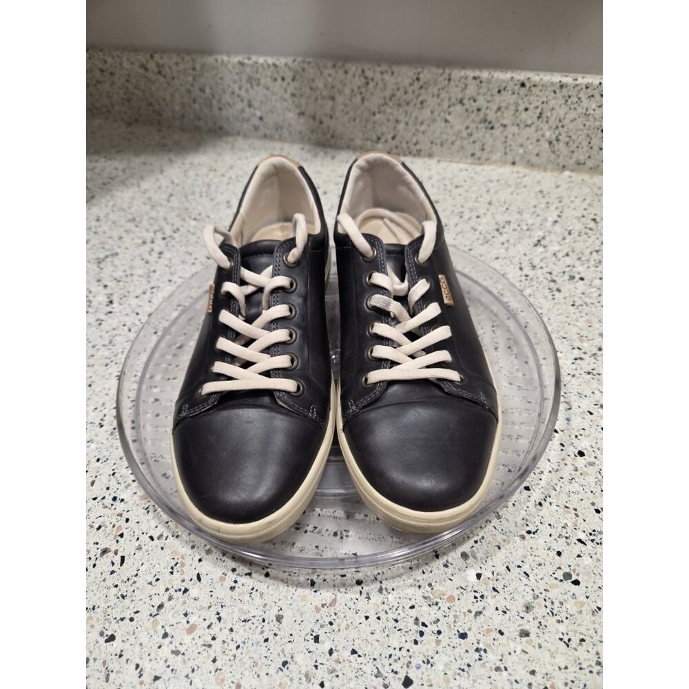 ECCO Soft 7 Sneakers, Black Woven Leather, Size EU 38 (US 7-7.5)